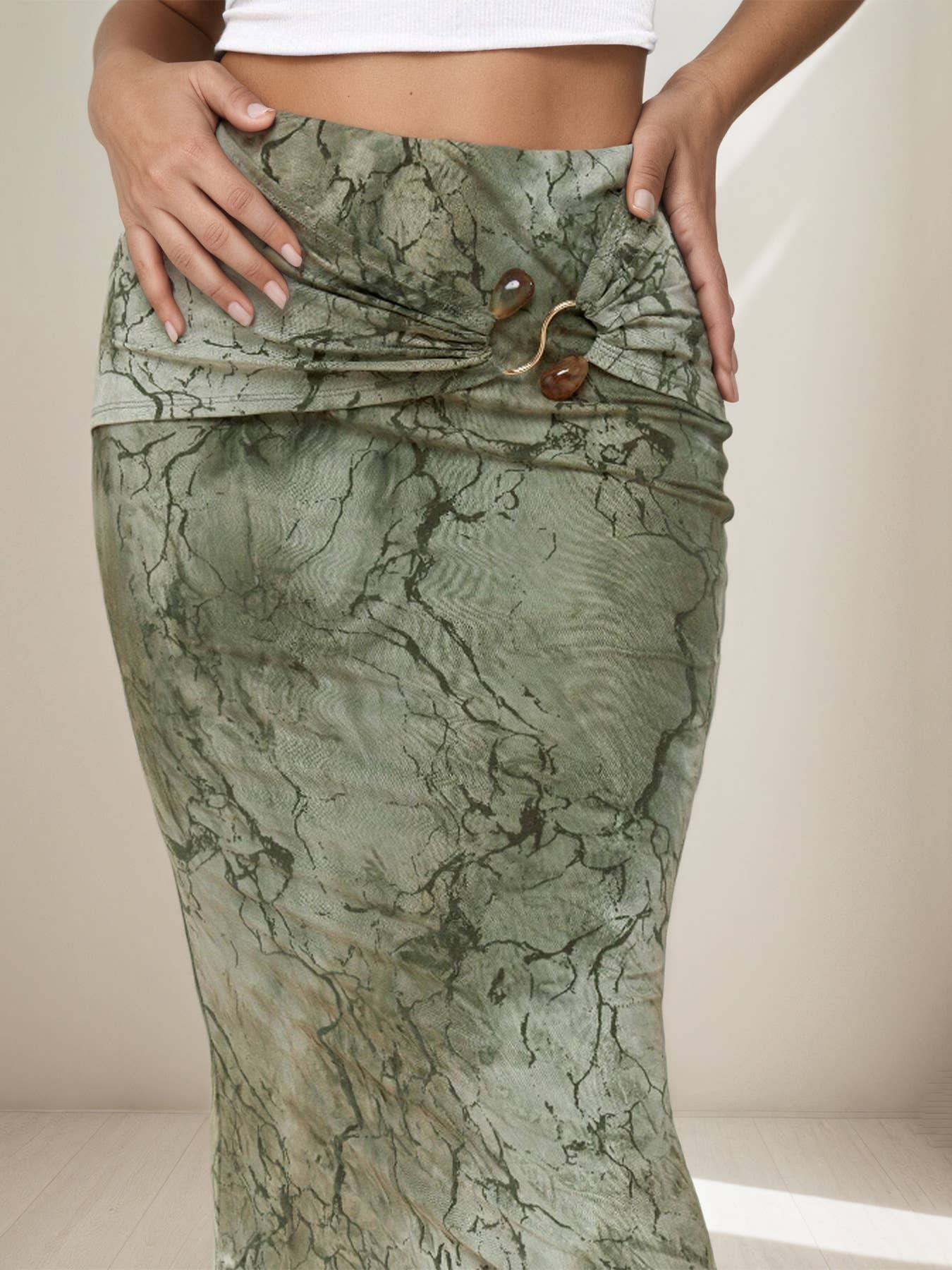 Retro printed,slimming and body-hugging skirt