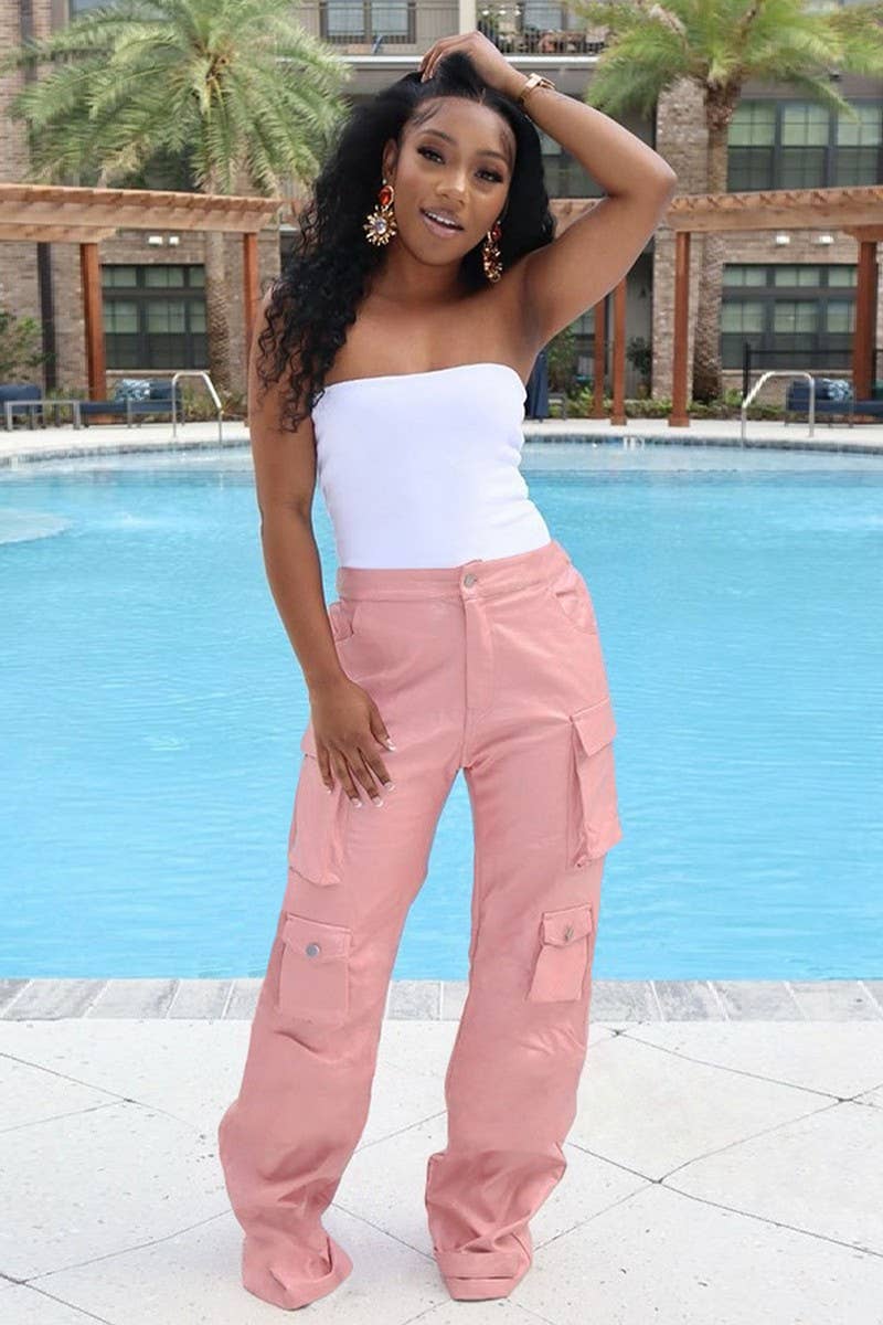 WOMEN HIGH WAIST MULTI POCKET SLIM FIT PANTS_CWBLP0282