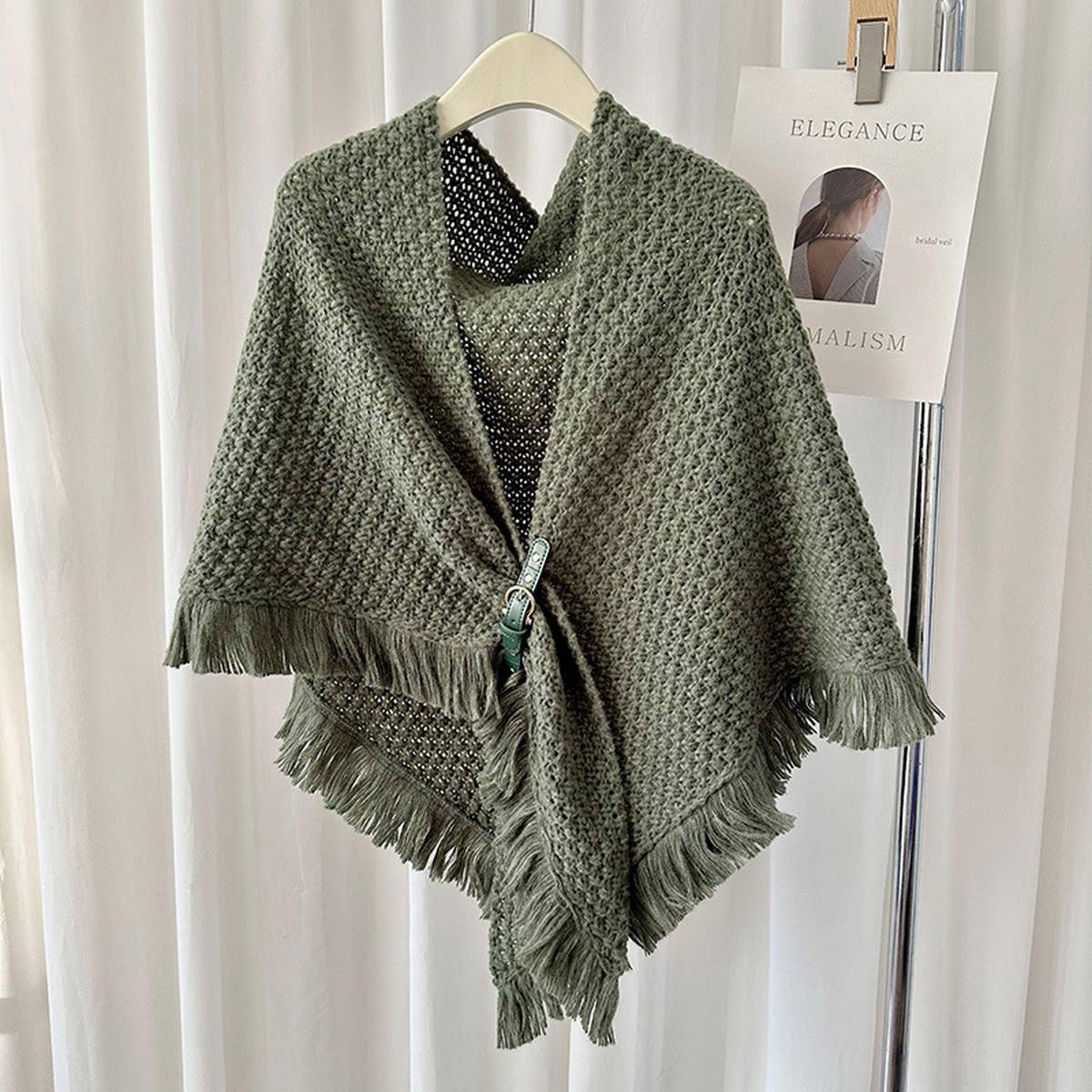 Winter Tassel Cape Scarf Shawl for Warm Layering