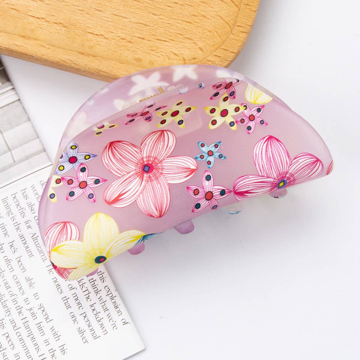Acrylic printed hair clips fresh & cute grab clips_CWAHA1272