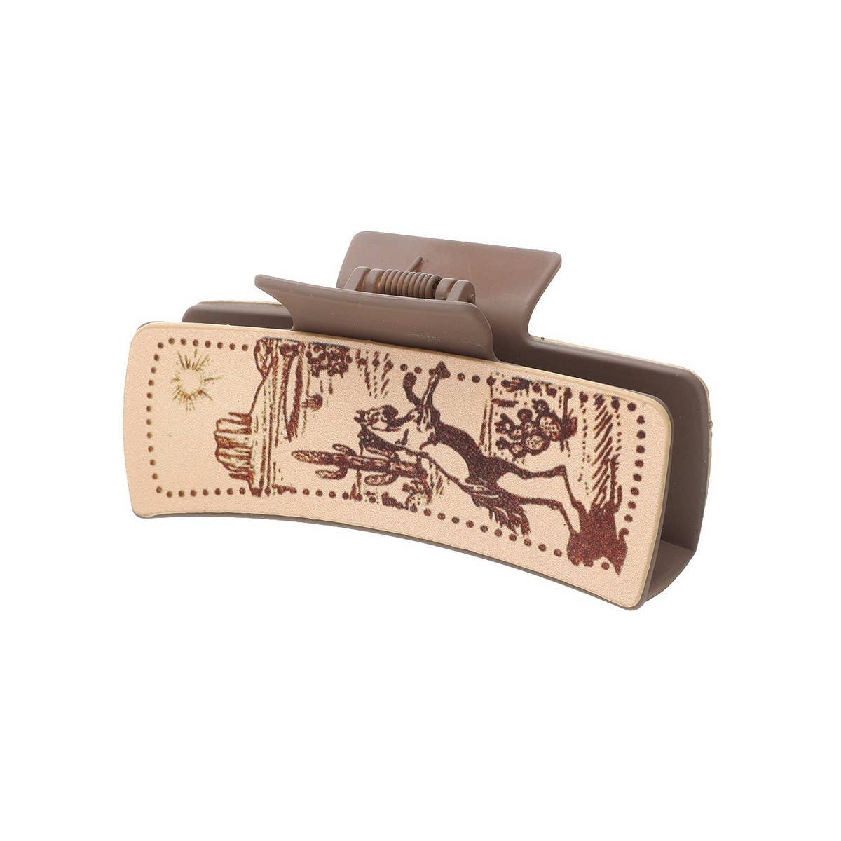 Cactus Print Leather Hair Claw Clip, Western Style_CWAHA0606