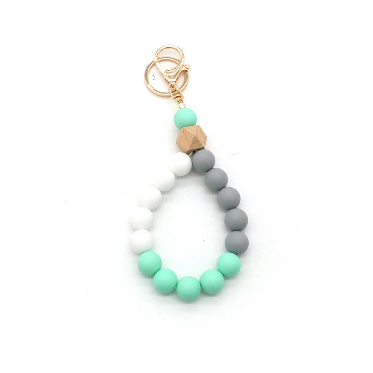 COLORFUL SILICONE BEAD BRACELET KEYCHAIN