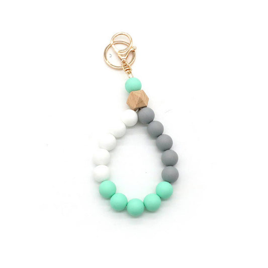 COLORFUL SILICONE BEAD BRACELET KEYCHAIN