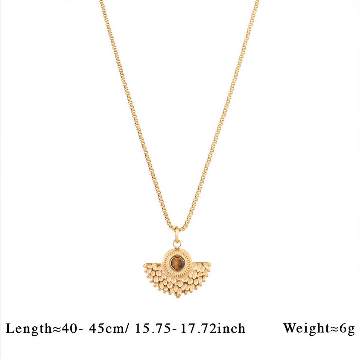 Vintage Stone Pendant Necklace Stainless Steel