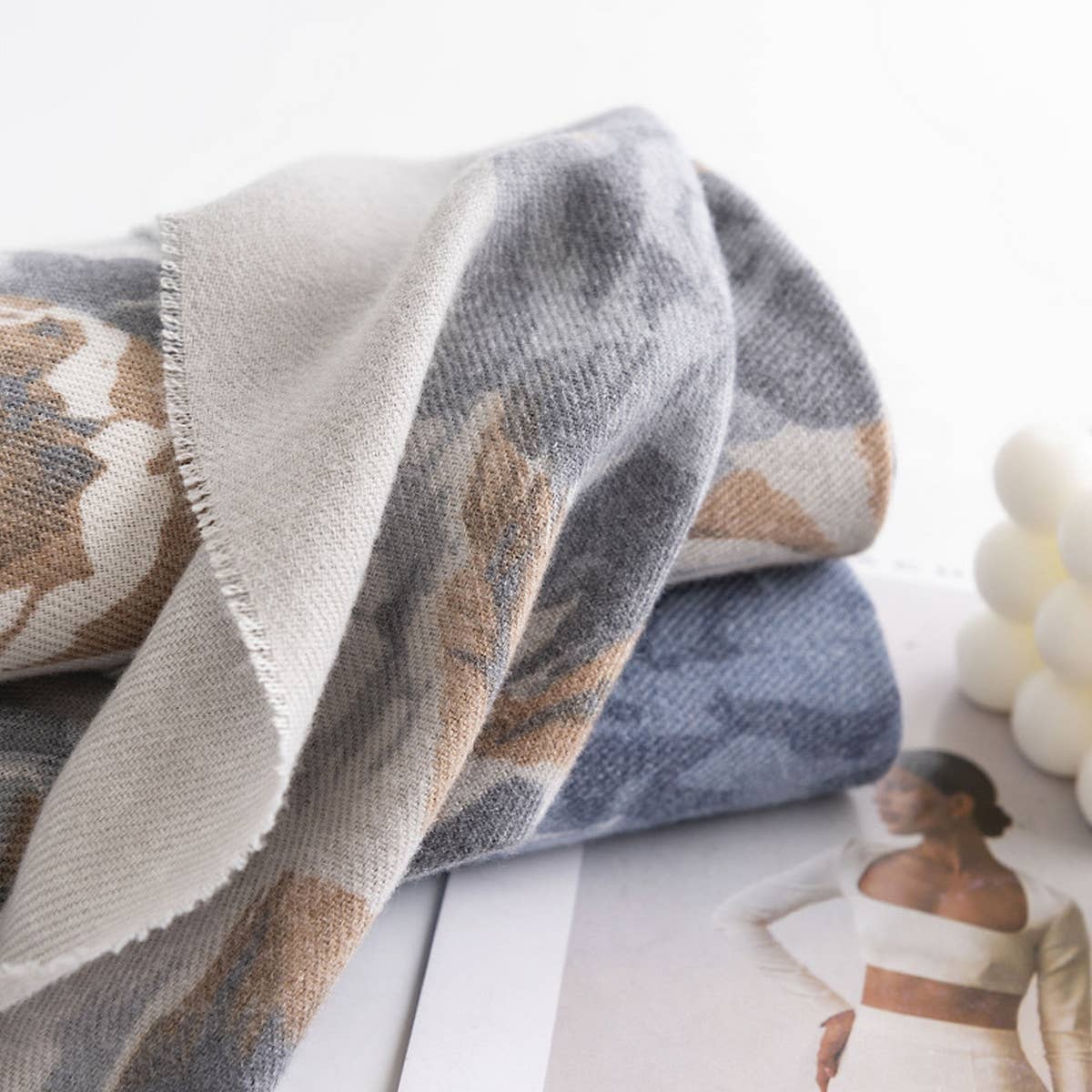 Boho Rose Print Scarf ??Vintage Soft Wrap_CWASC0438