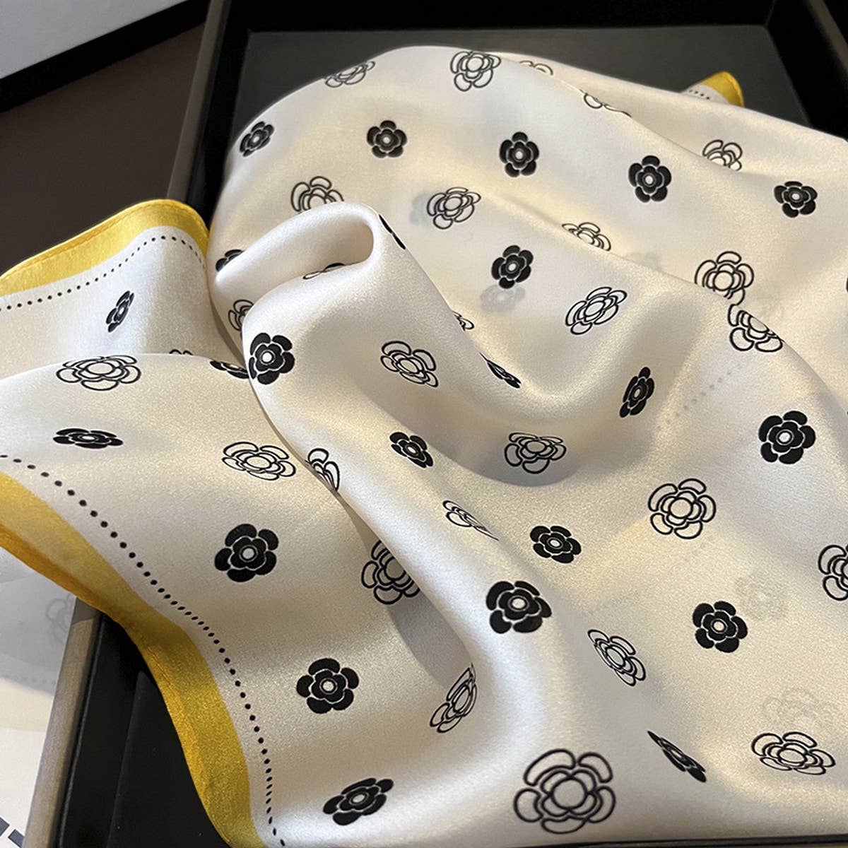 Polka Dot Silk Scarf ??Elegant Tie Shawl for Women_CWASC0549