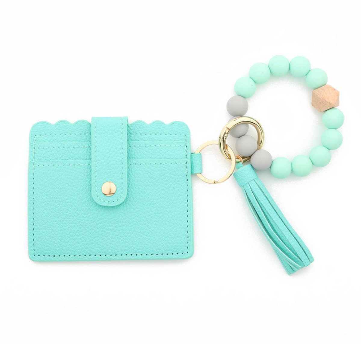 SILICONE BEAD BRACELET CARD BAG TASSEL KEYCHAIN