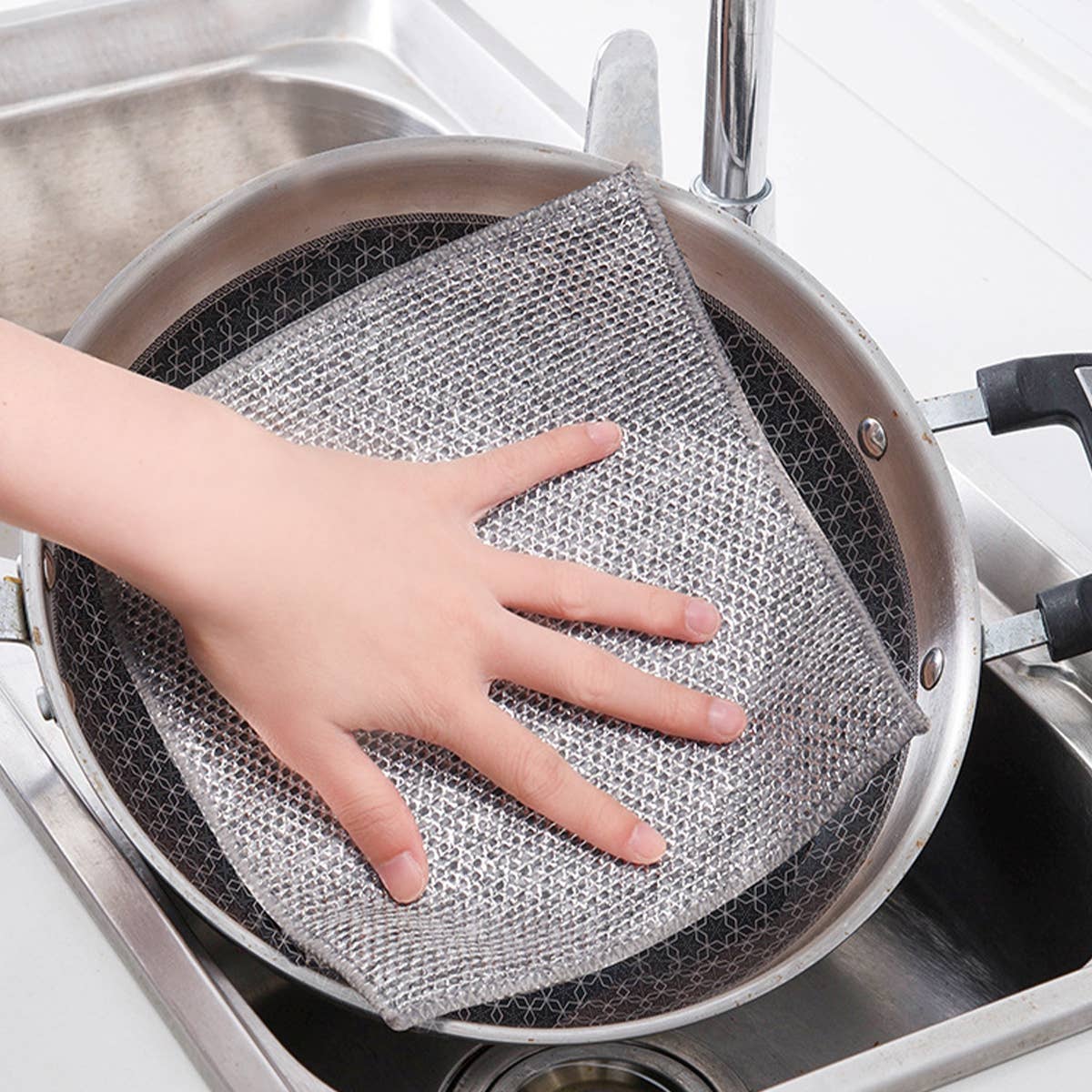 CWMM8408_NON-STICK SILVER STAINLESS STEEL DISHWASHING CLOTH