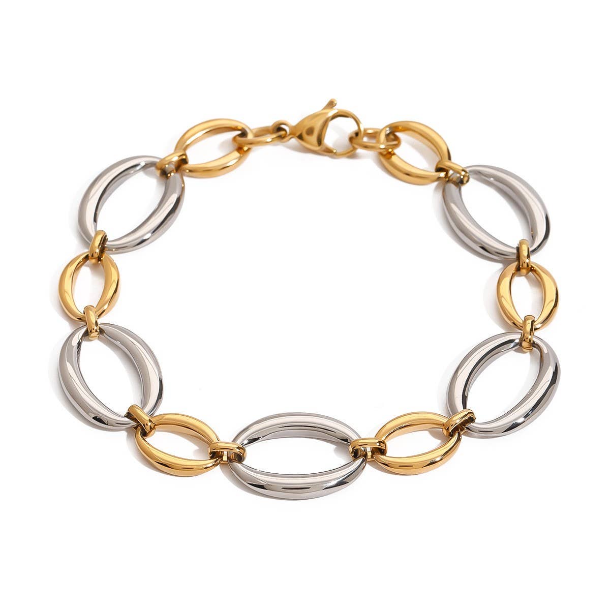 Stylish Two-Tone Titanium Steel Chain Bracelet_CWAJE4790