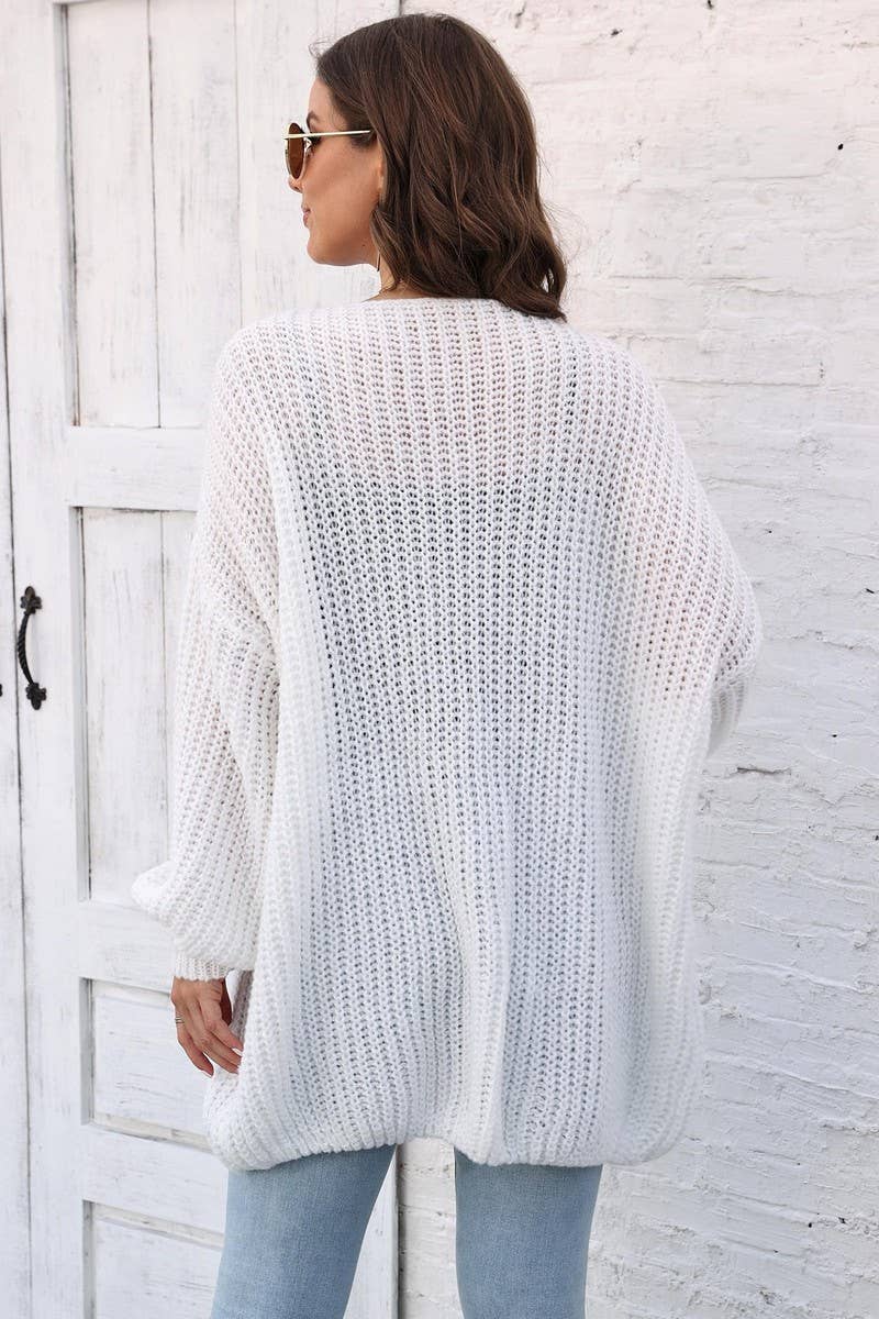 CWOSWL07389_WOMEN CHUNKY KNIT OPEN FRONT CARDIGAN