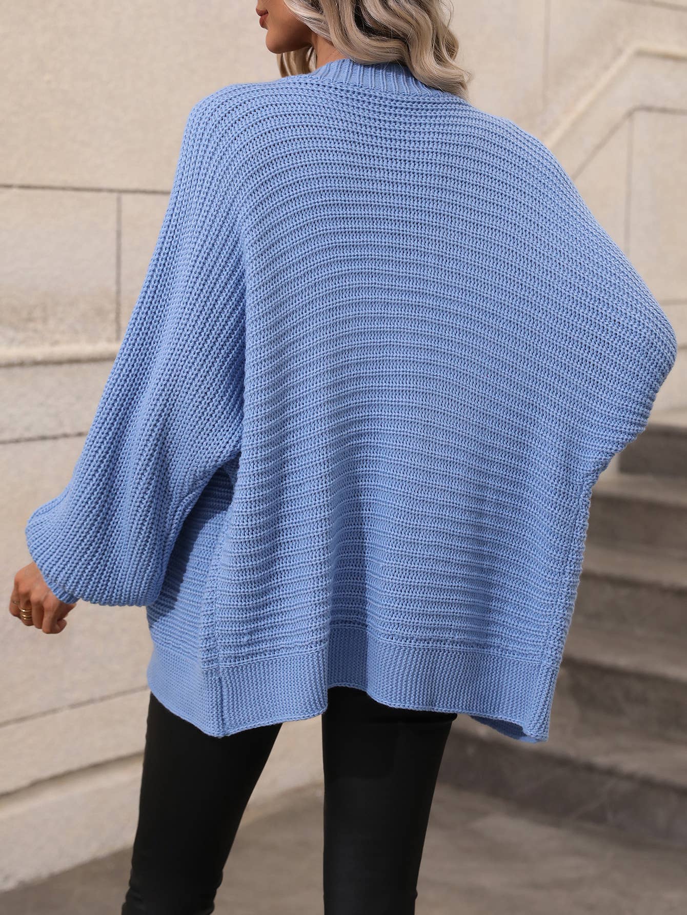 Solid color knit cardigan loose sweater