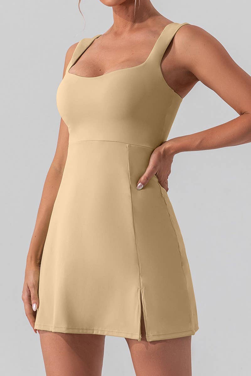 CWDSD3584_SOLID COLOR SEXY STRAP YOGA TENNIS ACTIVE DRESS