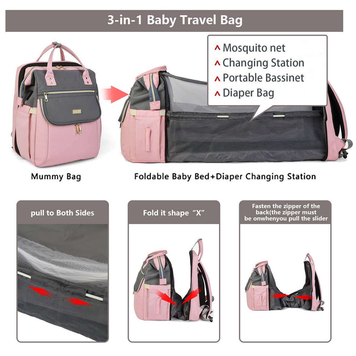 SHOULDER FOLDING BED MOTHER AND BABY BAG_CWAB2243
