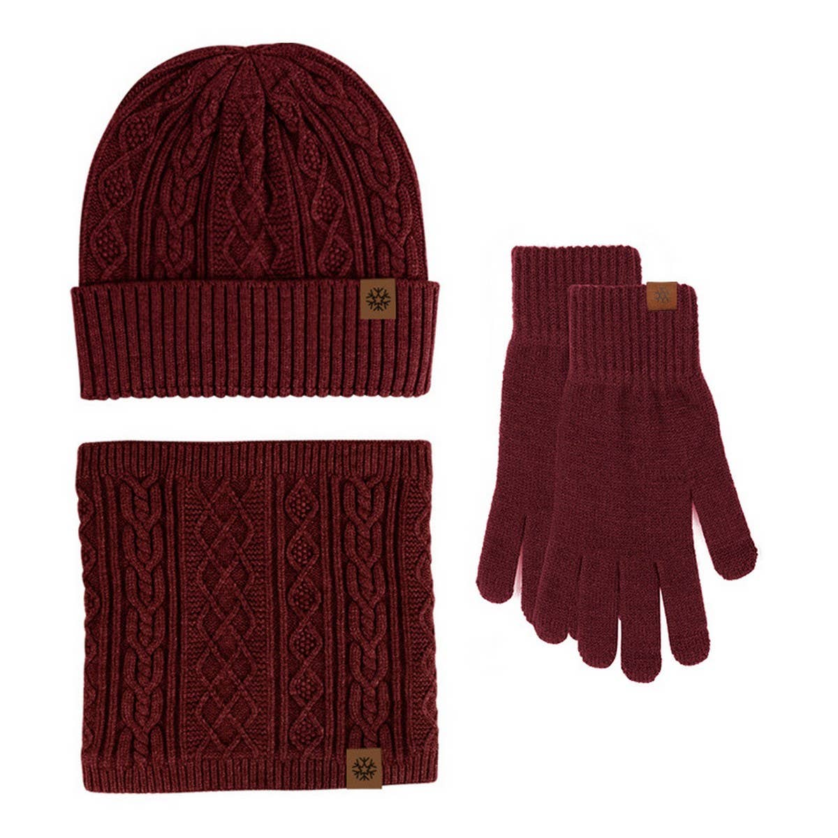 WINTER KNITTED PLUSH WARM WOOL THREE-PIECE SUIT