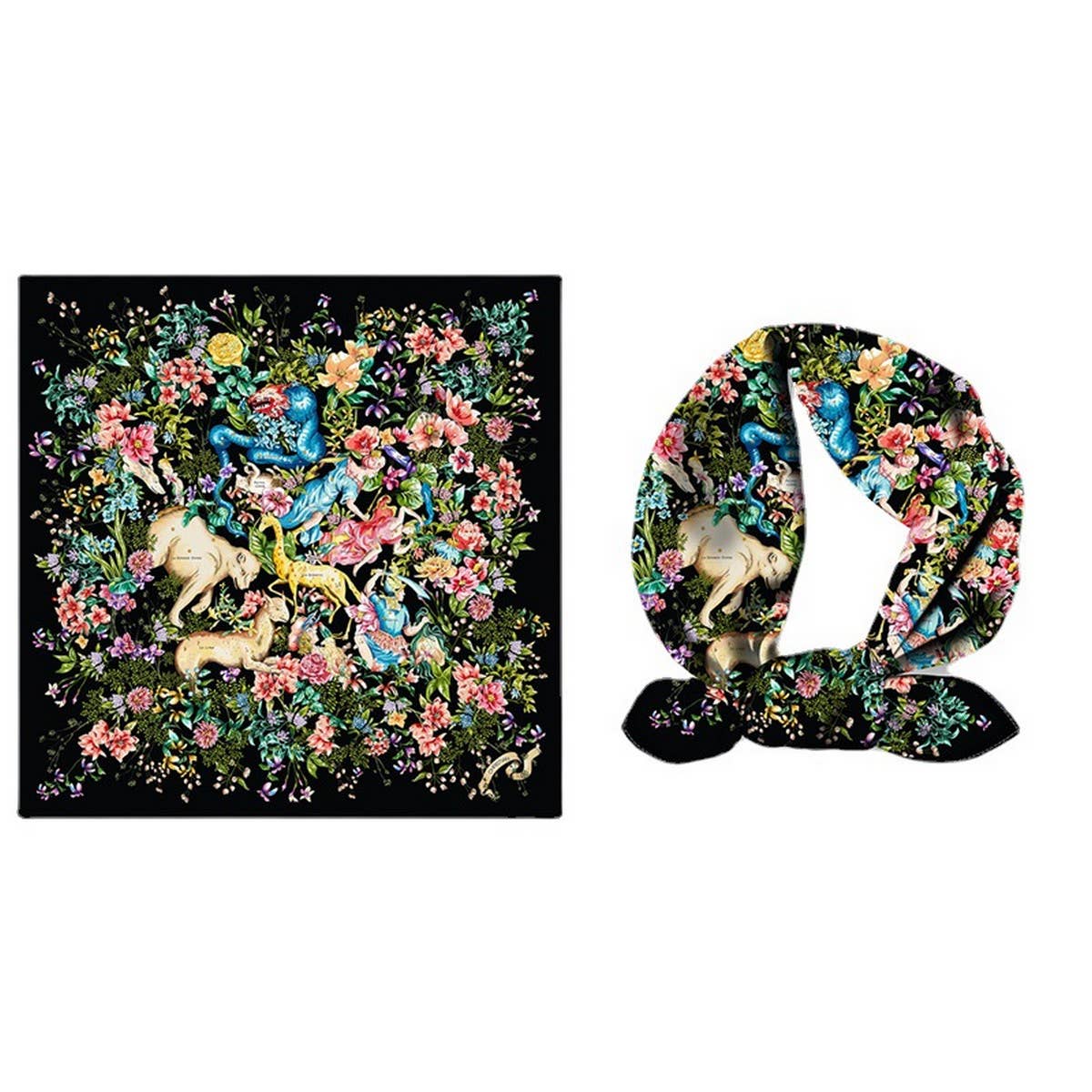 Elegant Floral Twill Satin Scarf for Shawl Wrap