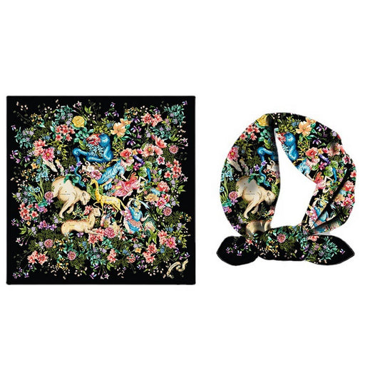 Elegant Floral Twill Satin Scarf for Shawl Wrap