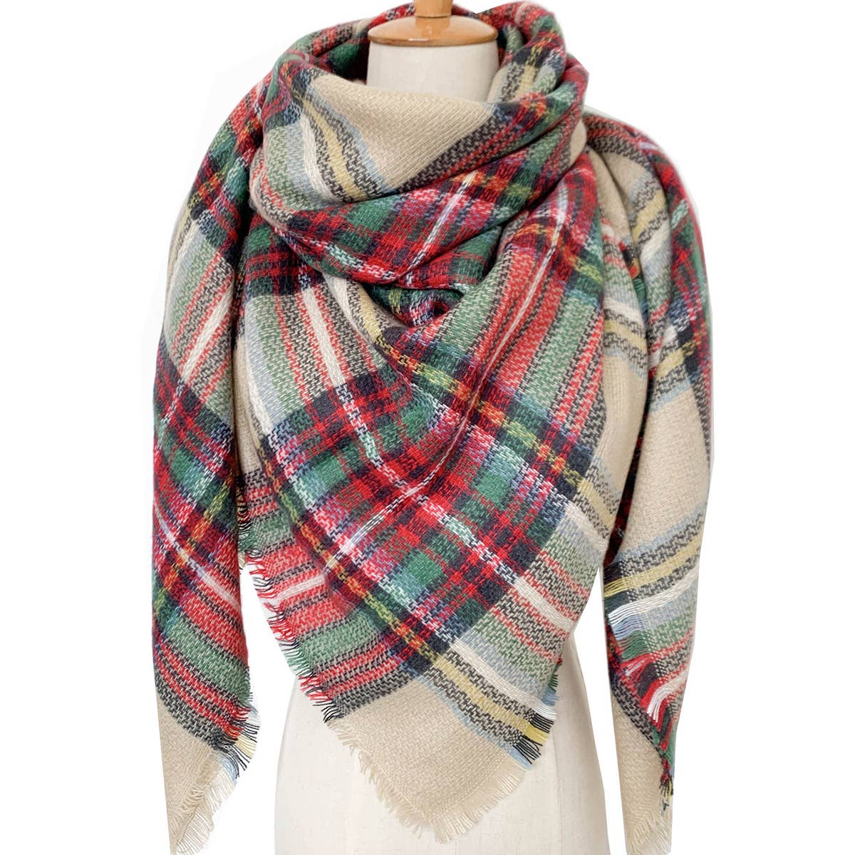 SOFT CHUNKY CHECKED GIANT SCARVES SHAWL CAPE_CWASC0107