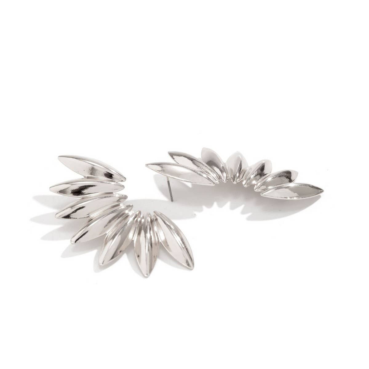 PUNK STYLE MINIMALIST FAN-SHAPED BURR EARRINGS_CWAJE1154