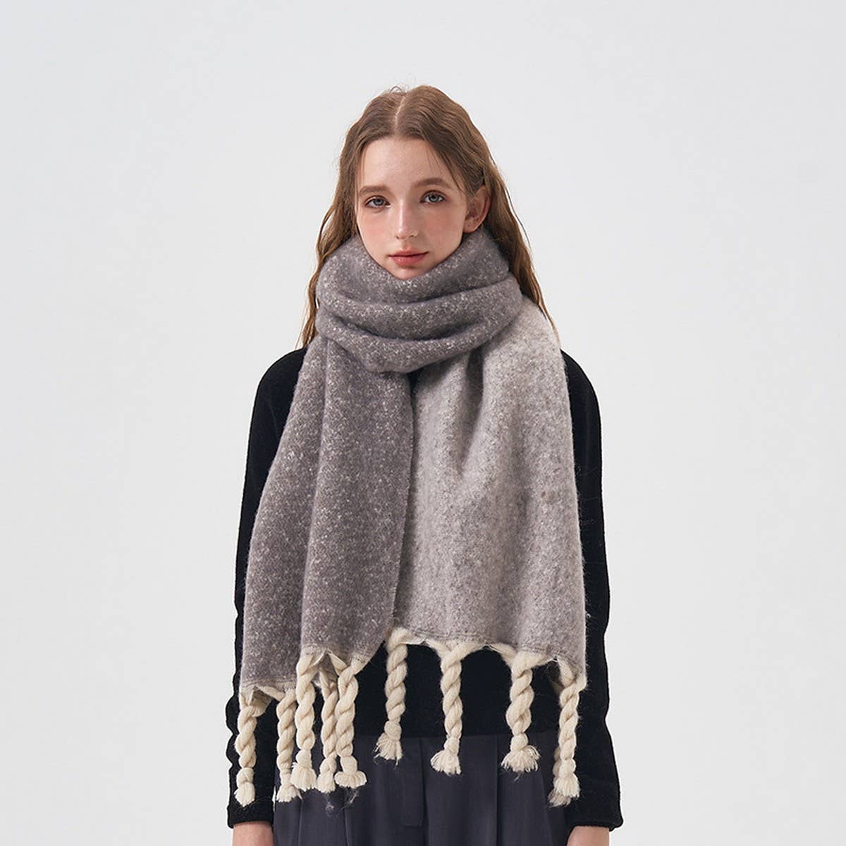 Handcrafted Tassel Double-Sided Scarf for Winter