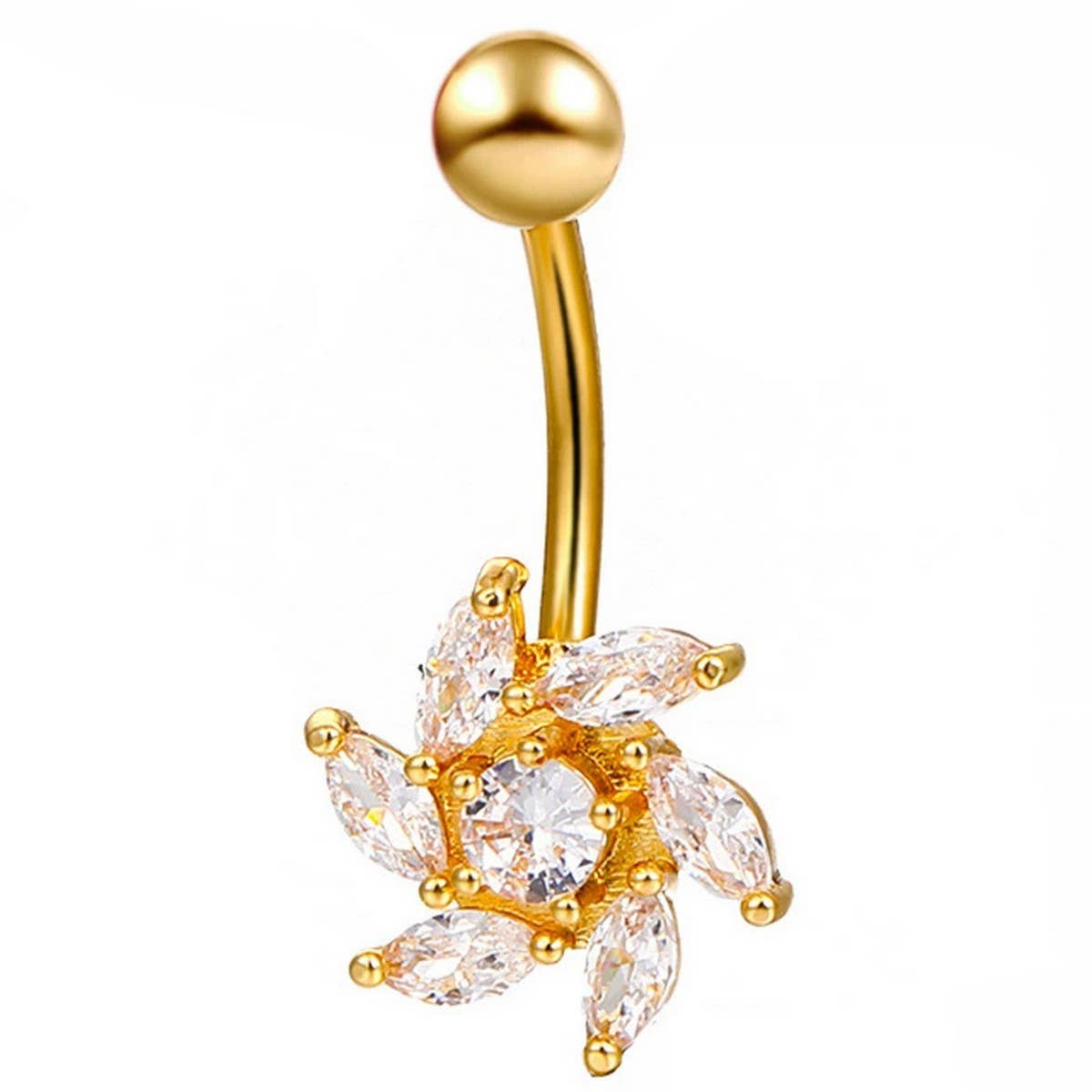 Hot Sale Brass CZ Snowflake Clover Navel Ring