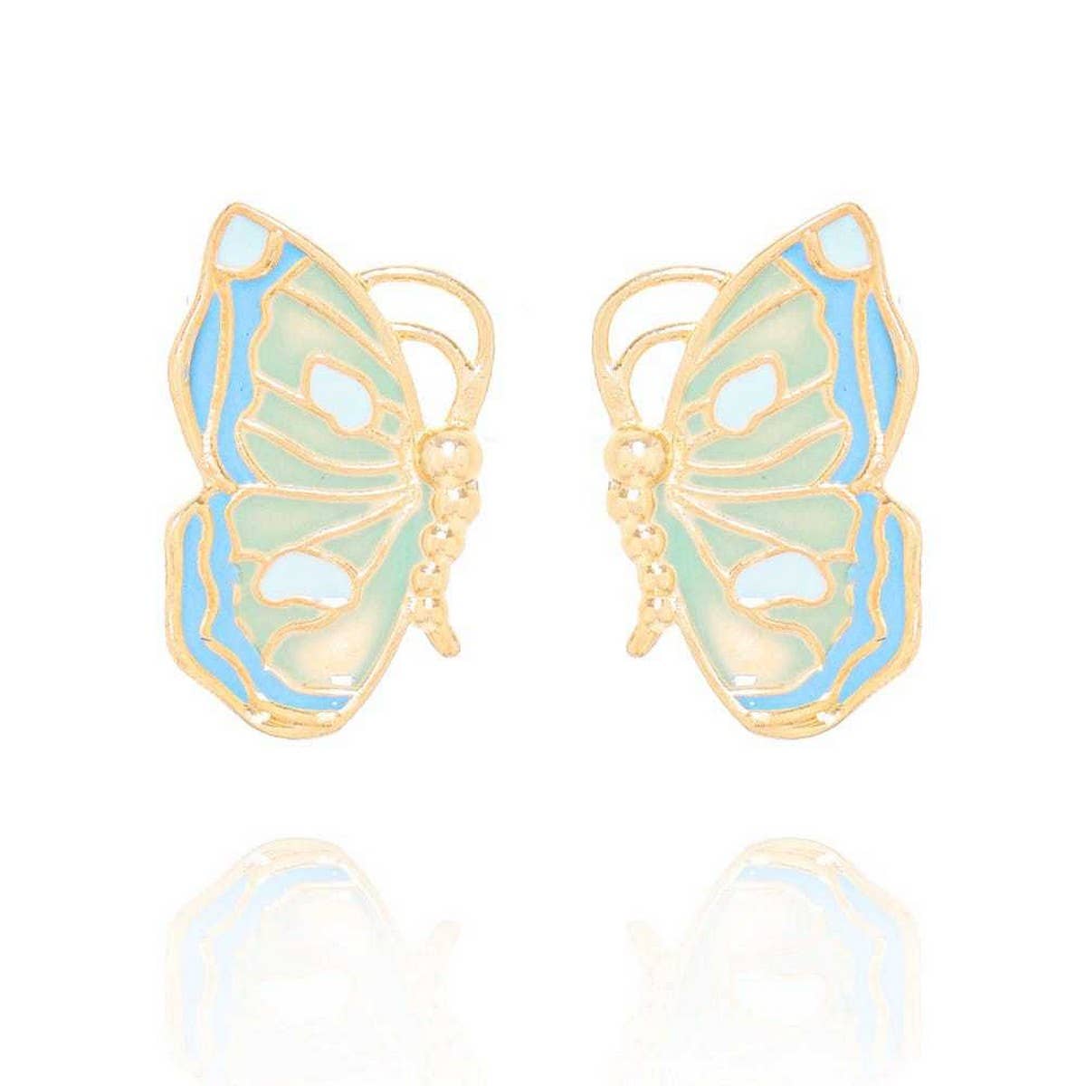 RETRO BUTTERFLY ELEMENT GRADIENT PENDANT EARRINGS_CWAJE1621