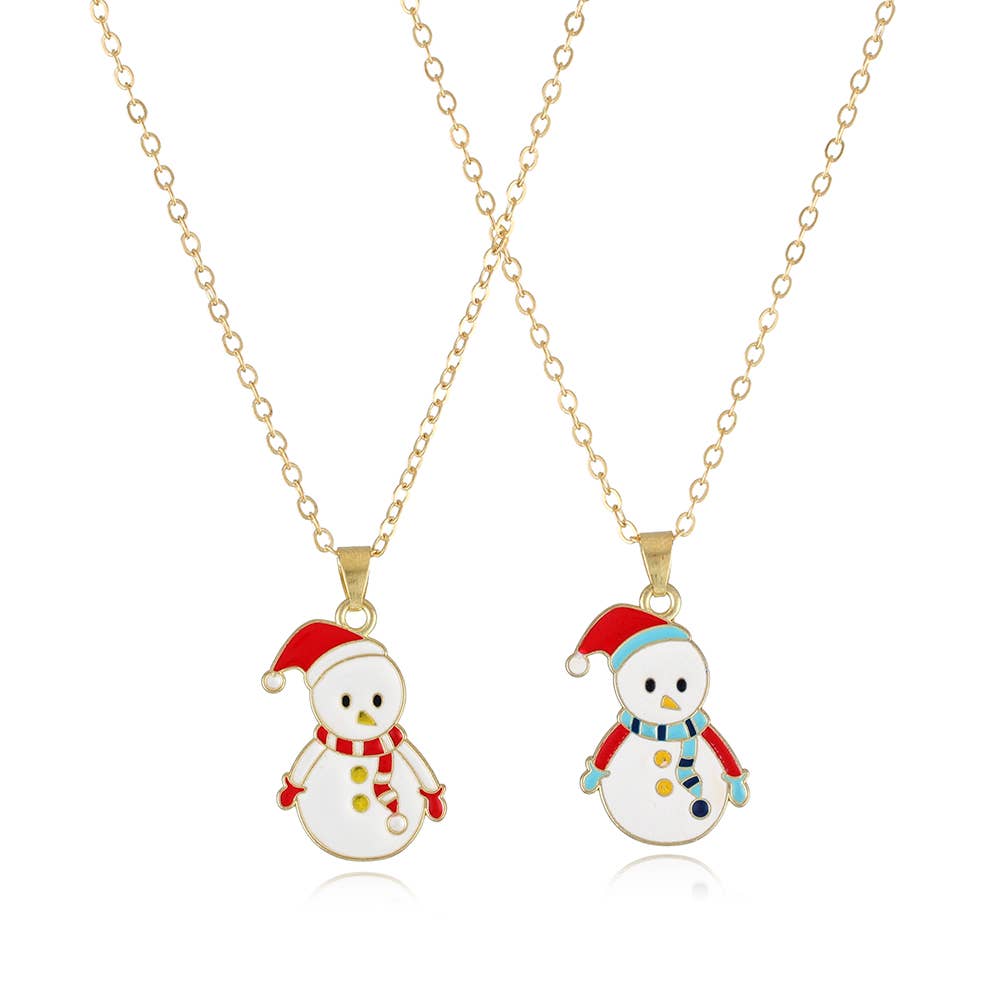 CHRISTMAS SNOWMAN CHRISTMAS TREE NECKLACE SET