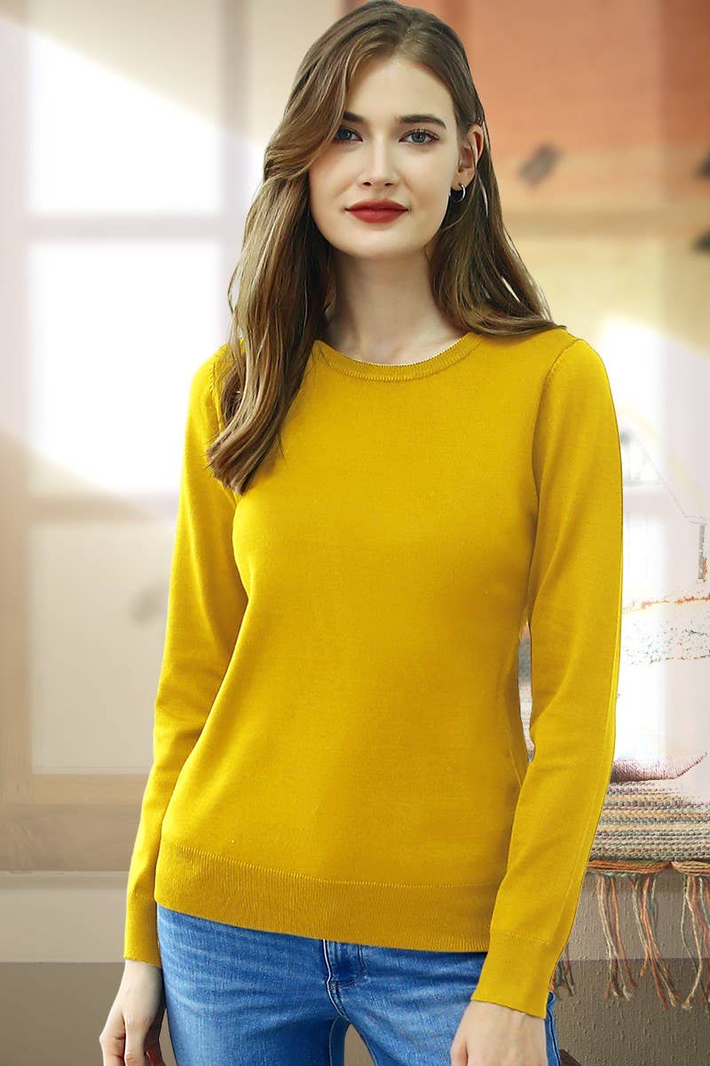 AWOSWL283_LONG SLEEVE CREW NECK PULLOVER SWEATER