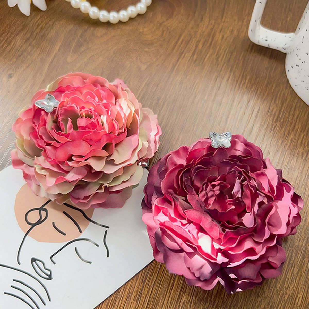 ARTIFICIAL FLOWER ROSE BEAUTIFUL HAIRPIN_CWAHA1506