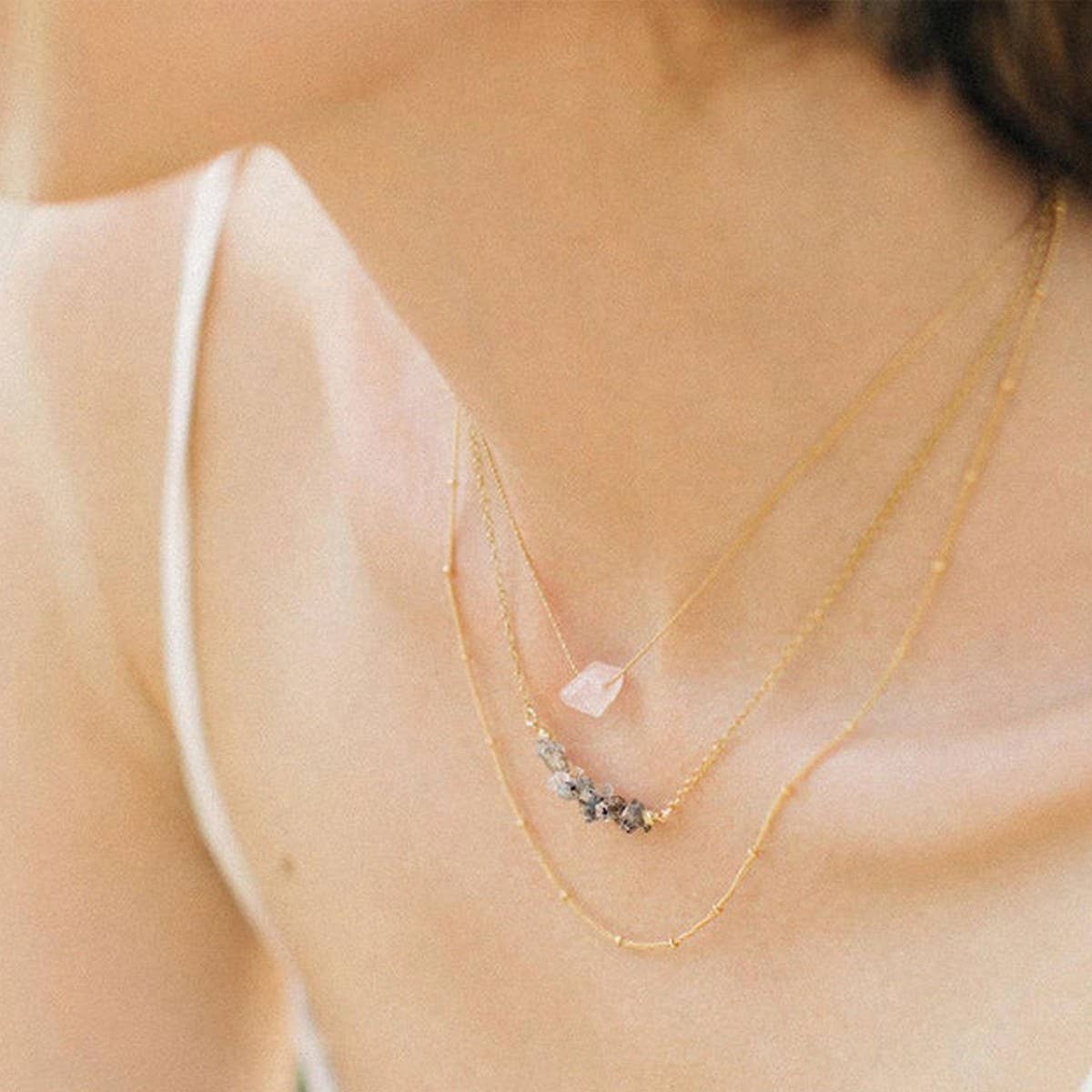 NATURAL STONE PENDANT NECKLACE WITH CARD