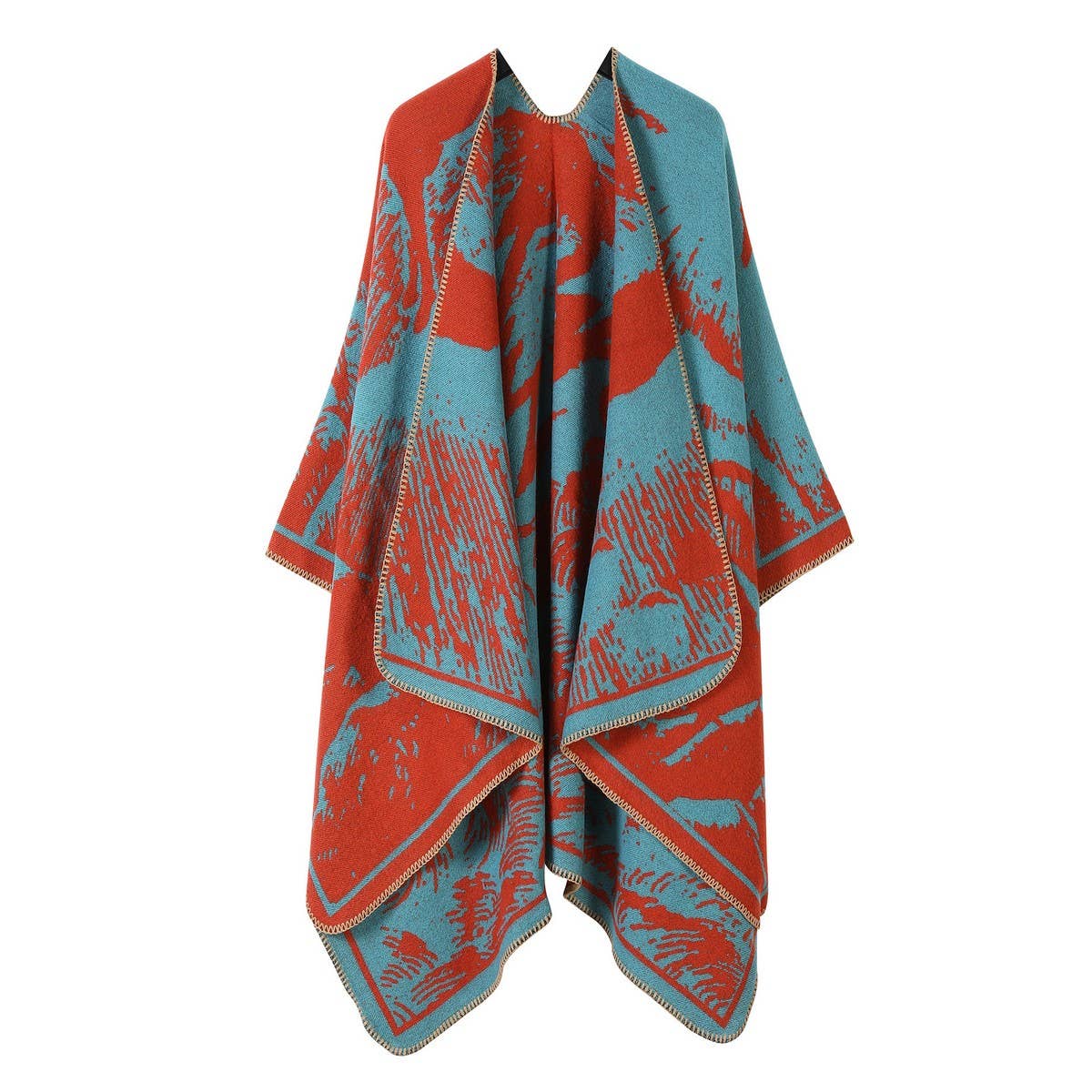 FAUX CASHMERE SHAWL CAPE WARM CLOAK