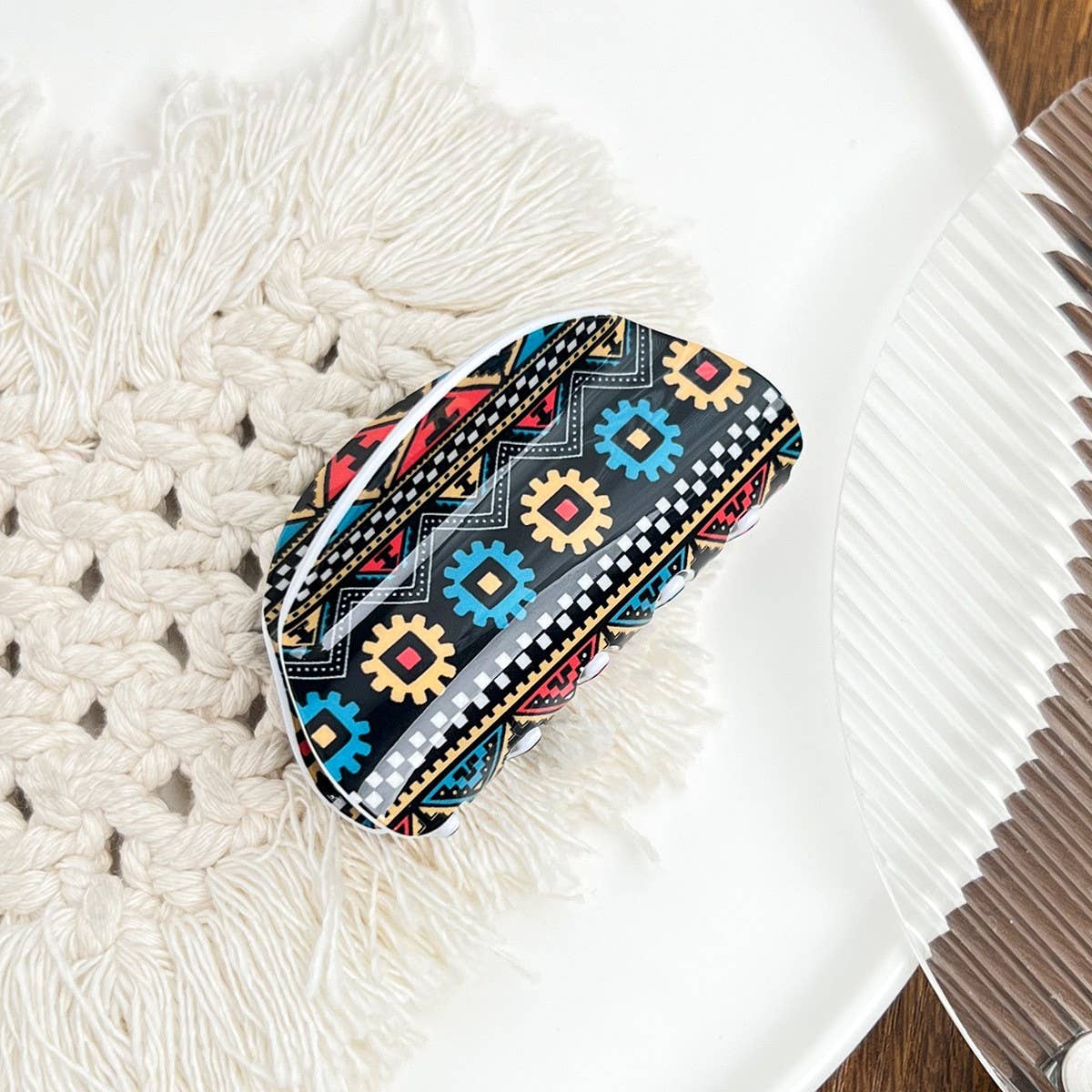 Bohemian Polka Dot Acrylic Hair Claw Unique Design_CWAHA2074