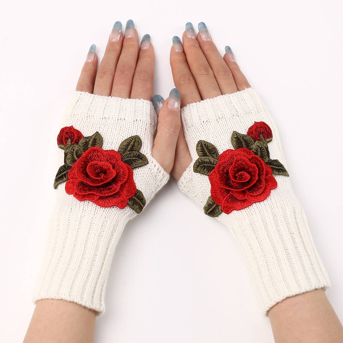 FASHION FLOWER KNITTED GLOVES_CWAG0105