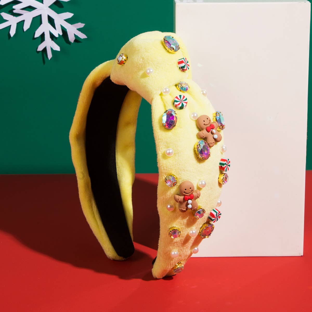 CHRISTMAS HEADBAND CANDY FLANNEL GINGERBREAD MAN
