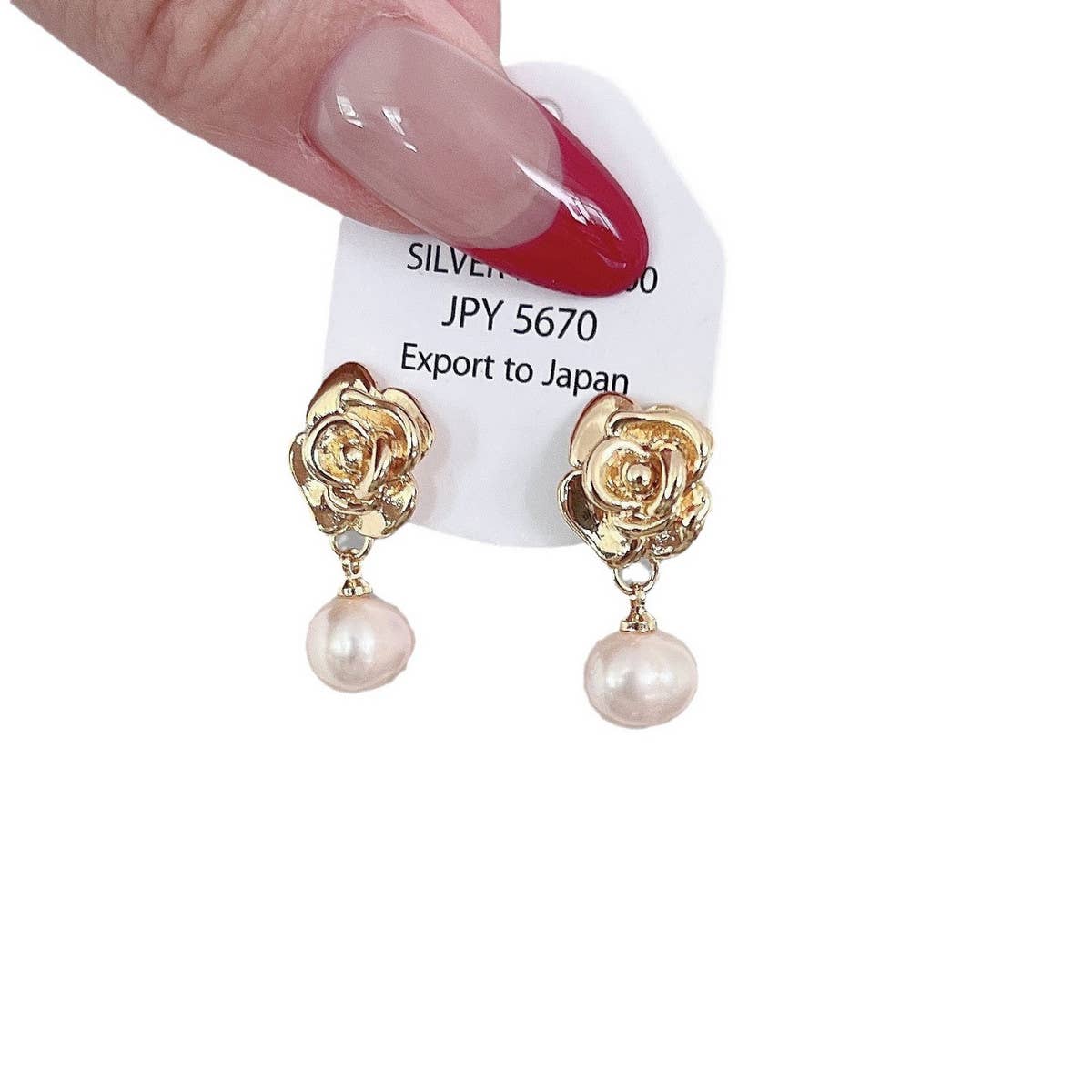 VINTAGE BEAD ROSE EARRINGS