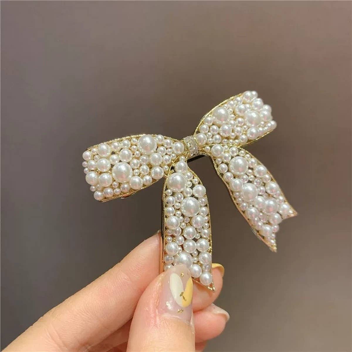 Pearl Bow Hair Clip ??5.5cm Elegant Spring Clip_CWAHA4676