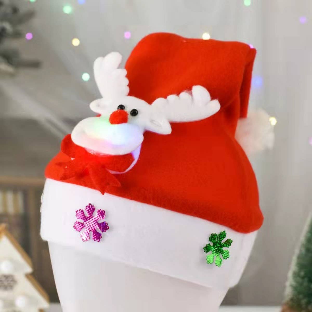 CHRISTMAS GIFT BRUSHED LIGHTED SANTA HAT_CWAH2315