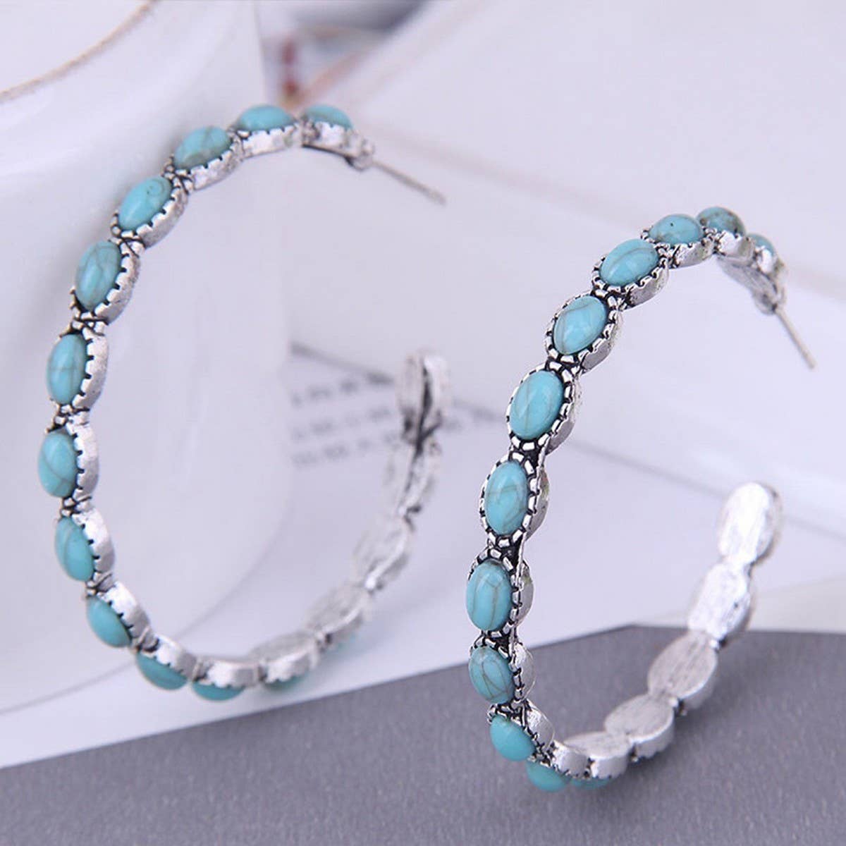 NEW RETRO GEOMETRIC CIRCLE C-SHAPED EARRINGS