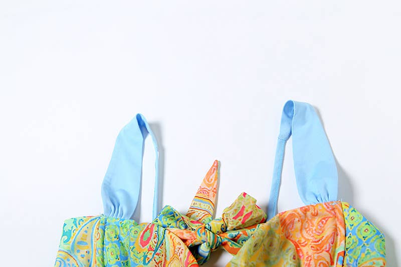 Three-piece set of printed top skirt underpants