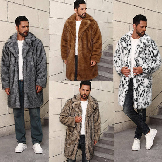 Men¡¯s Faux Fur Coat Mid-Length Blazer Style