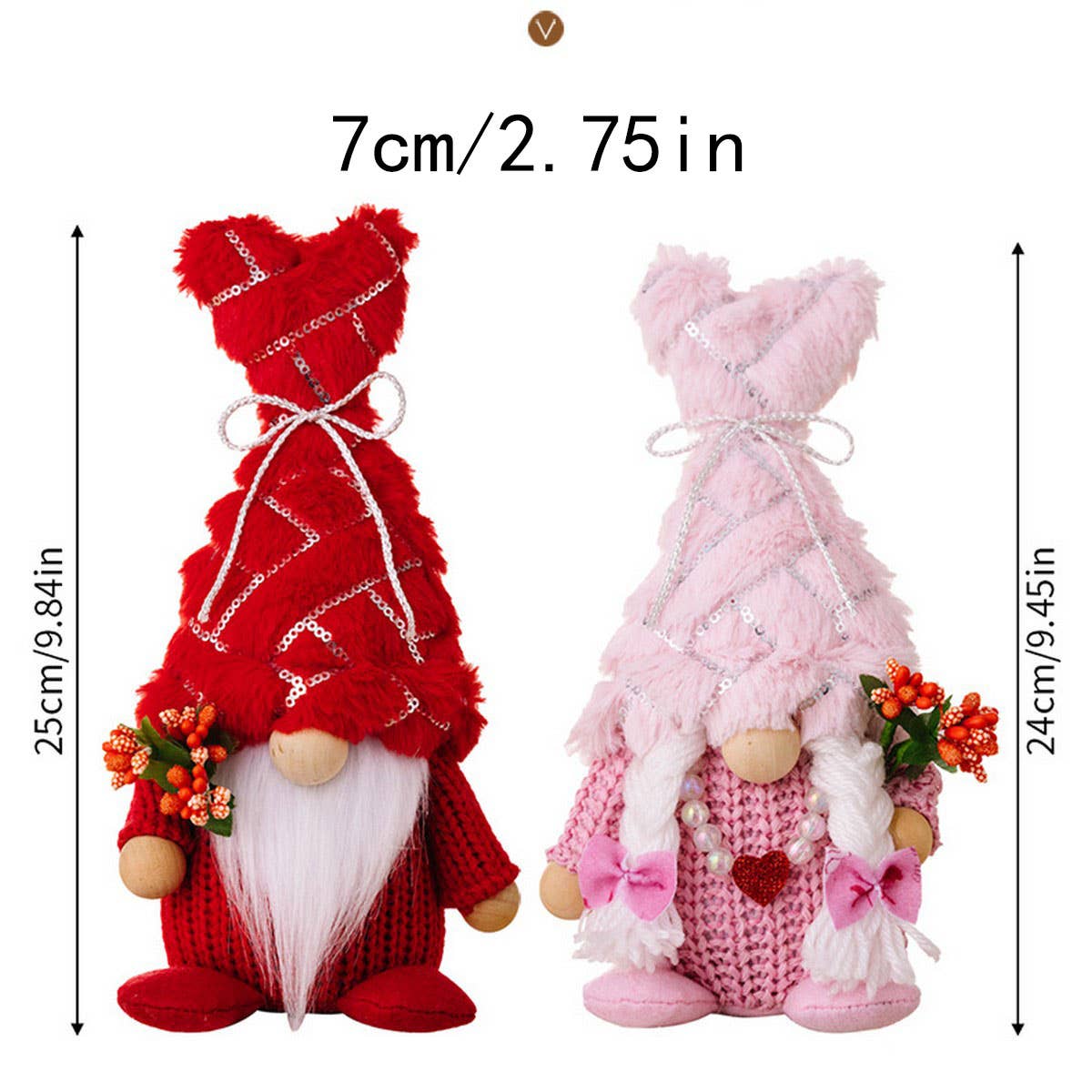 CWMM10266_VALENTINE PLUSH COUPLE FIGURINES WITH HEART HATS