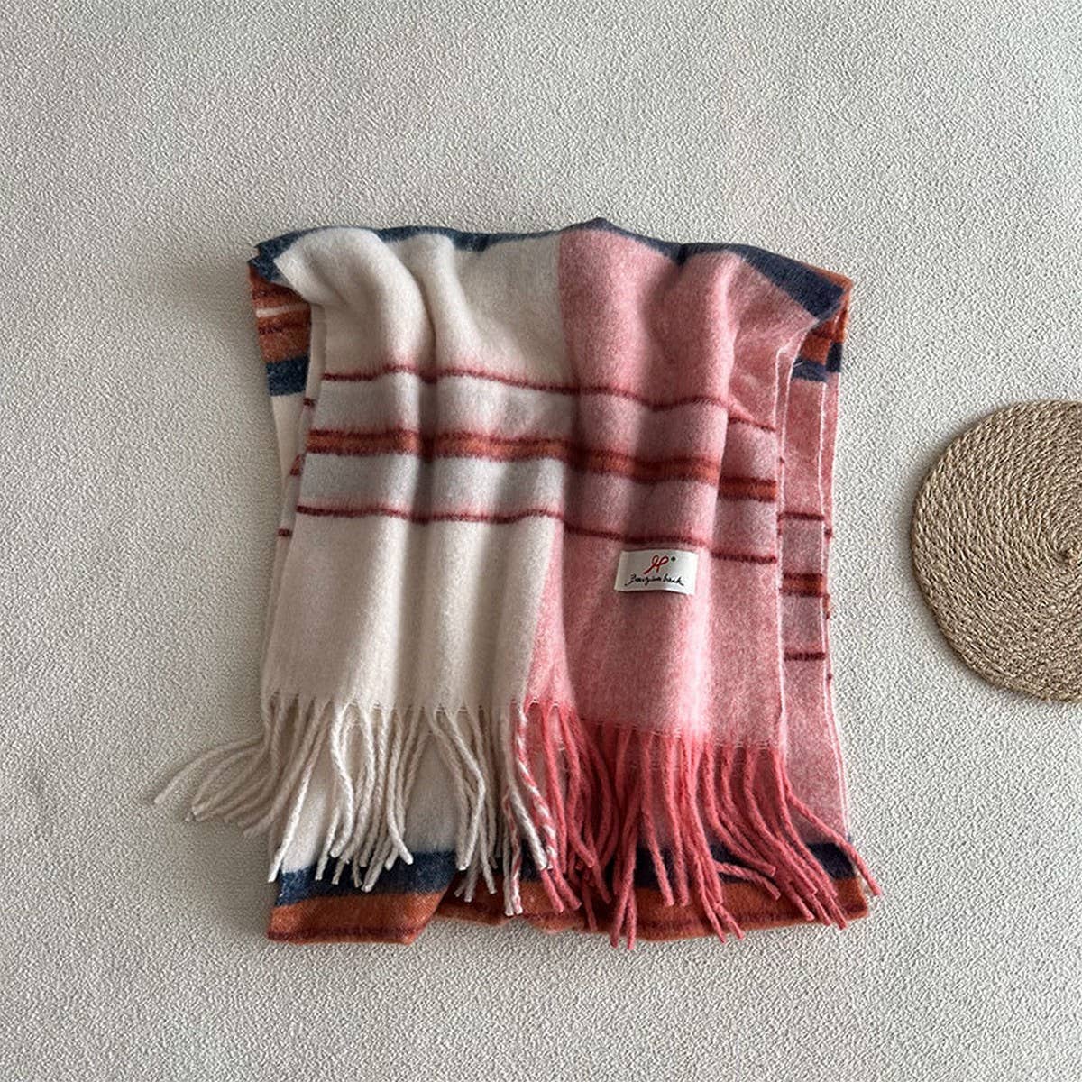 Blue Plaid Faux Cashmere Scarf ??Winter Warm_CWASC2337