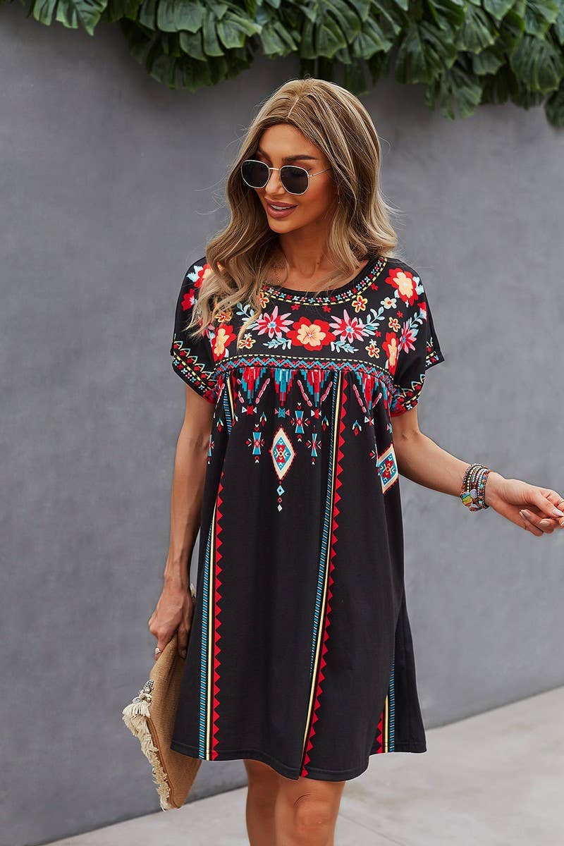 CWDSD8930_CASUAL HOLIDAY LOOSE SHORT DRESS