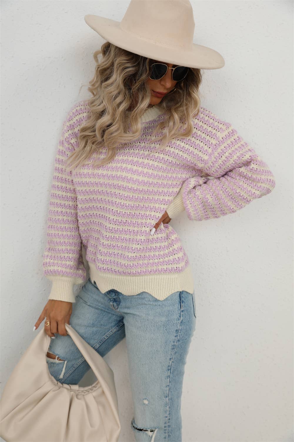 FASHION HOLLOW-OUT PLUS SIZE PULLOVER SWEATER