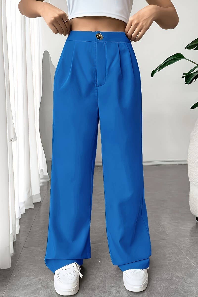 CWBLP1117_SOLID COLOR SUIT STRAIGHT WIDE-LEG PANTS