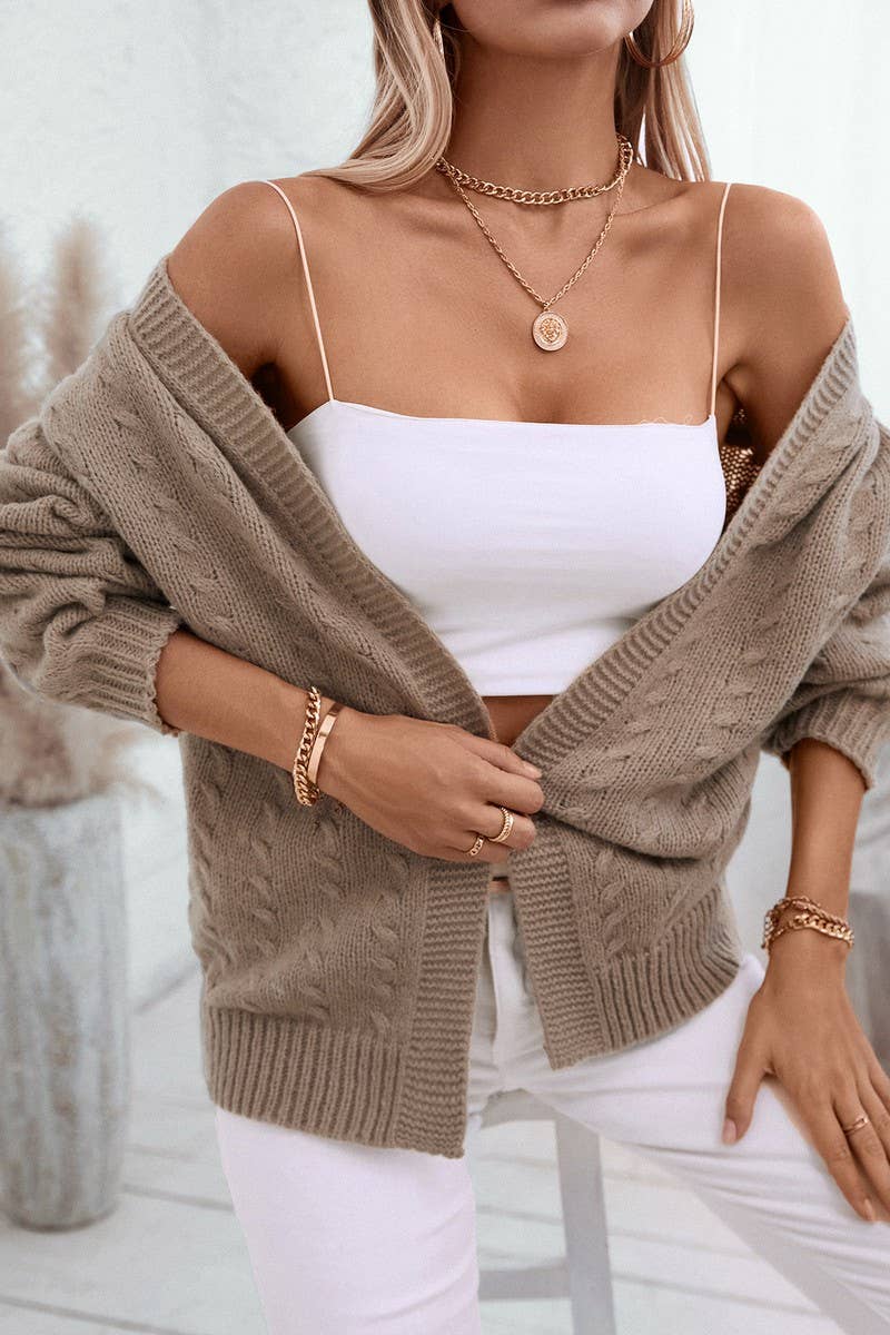 CWOCAL2351_SOLID LOOSE FIT HOODED KNIT CARDIGAN