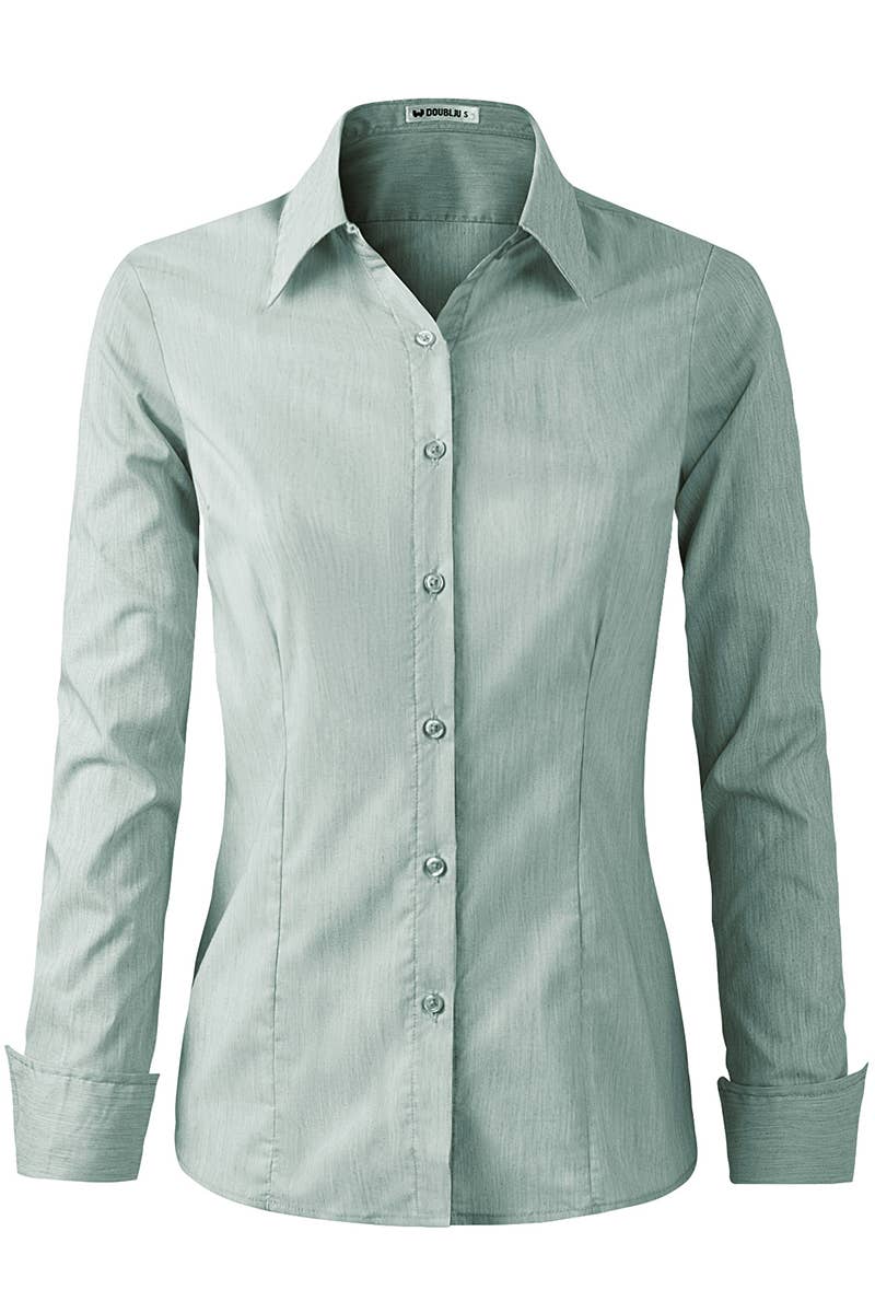 LADIES CASUAL LONG SLEEVE BUTTON UP SHIRT_CWTDSL027