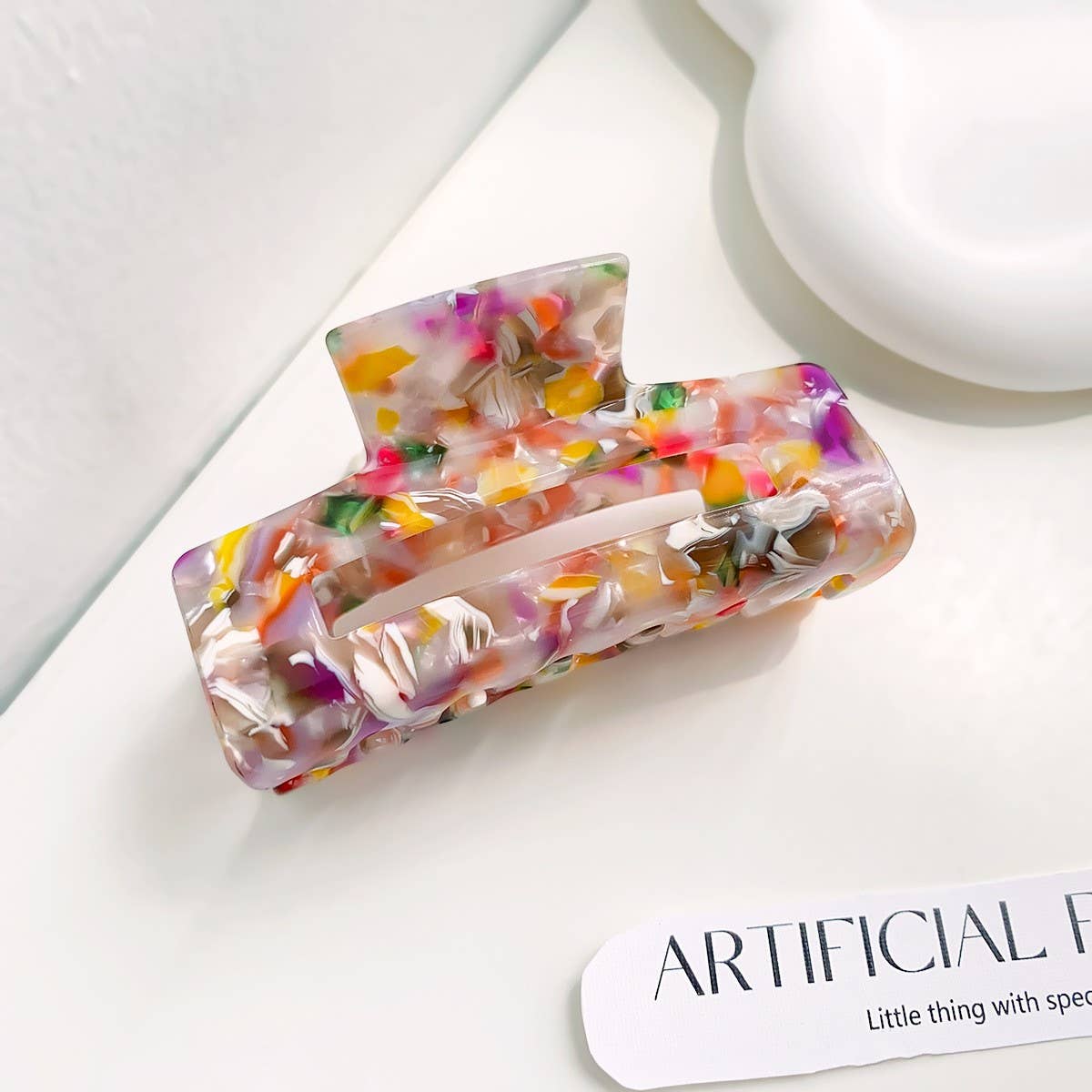 Elegant Square Hair Claw - Medium Acetate Clip_CWAHA1483