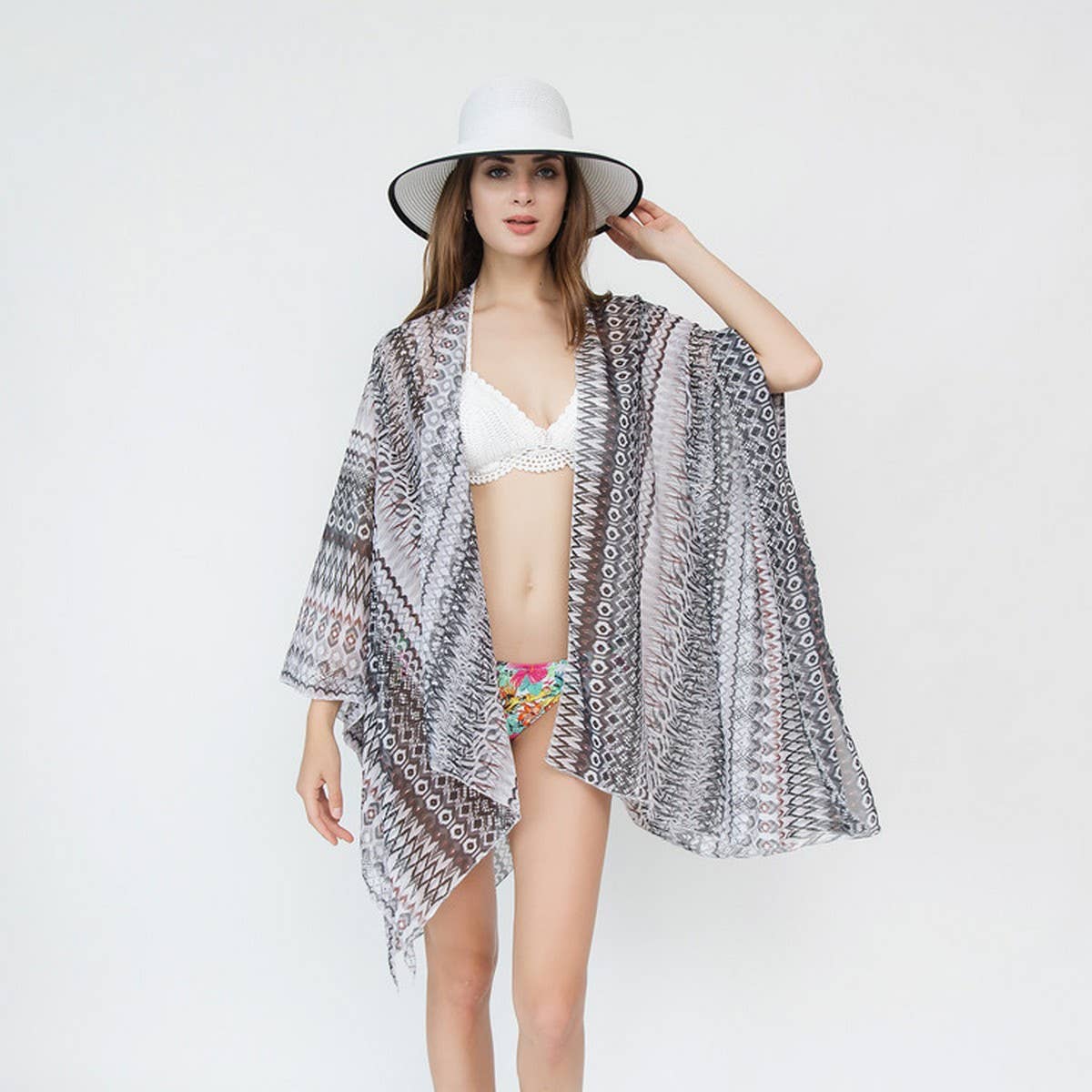 GEOMETRIC PRINTED KIMONOS,SUMMER CARDIGAN