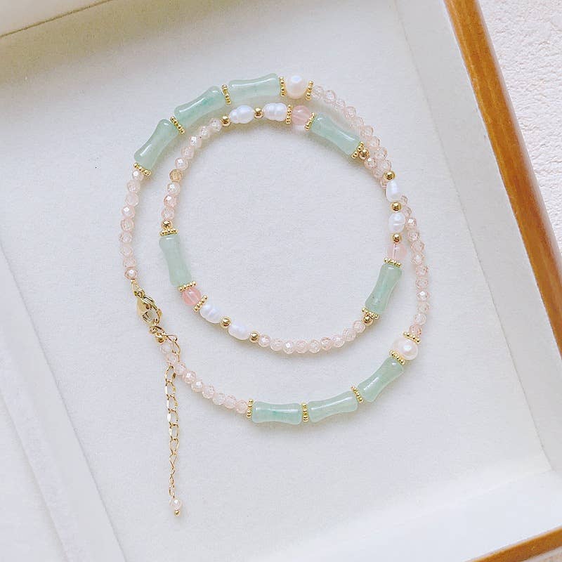 Natural stone hand-beaded Baroque pearl necklace