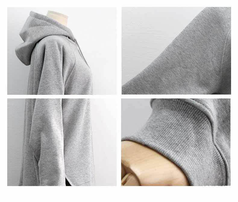 SOLID COLOR FASHION EXTENDED BACK HOODIE WOMAN